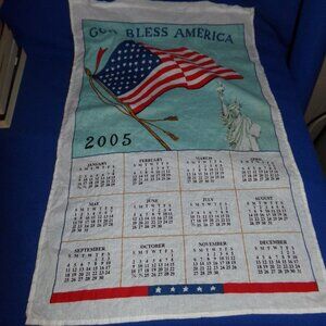 Vintage Patriotic "God Bless America" Liberty Flag Hanging Cloth 12 Mo Calendar